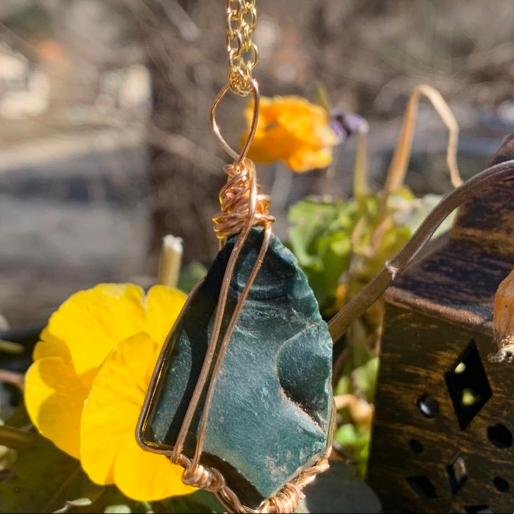 Deep green bloodstone necklace